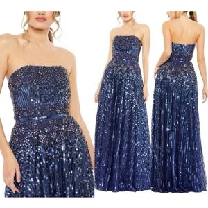 Mac Duggal 93915 Twilight Blue Embellished Strapless Gown Size 10 $798